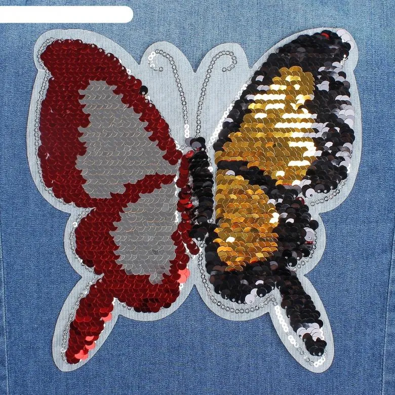 Аплікація метеликів з блискіток і тканини 