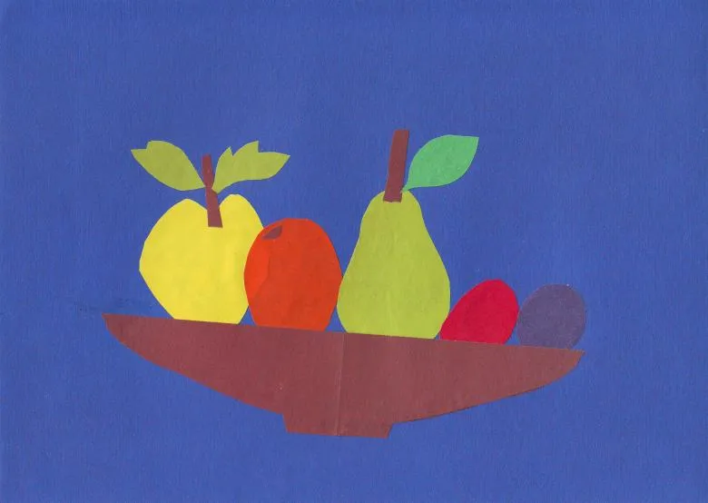 Аплікація фруктів з кольорового паперу та картону 