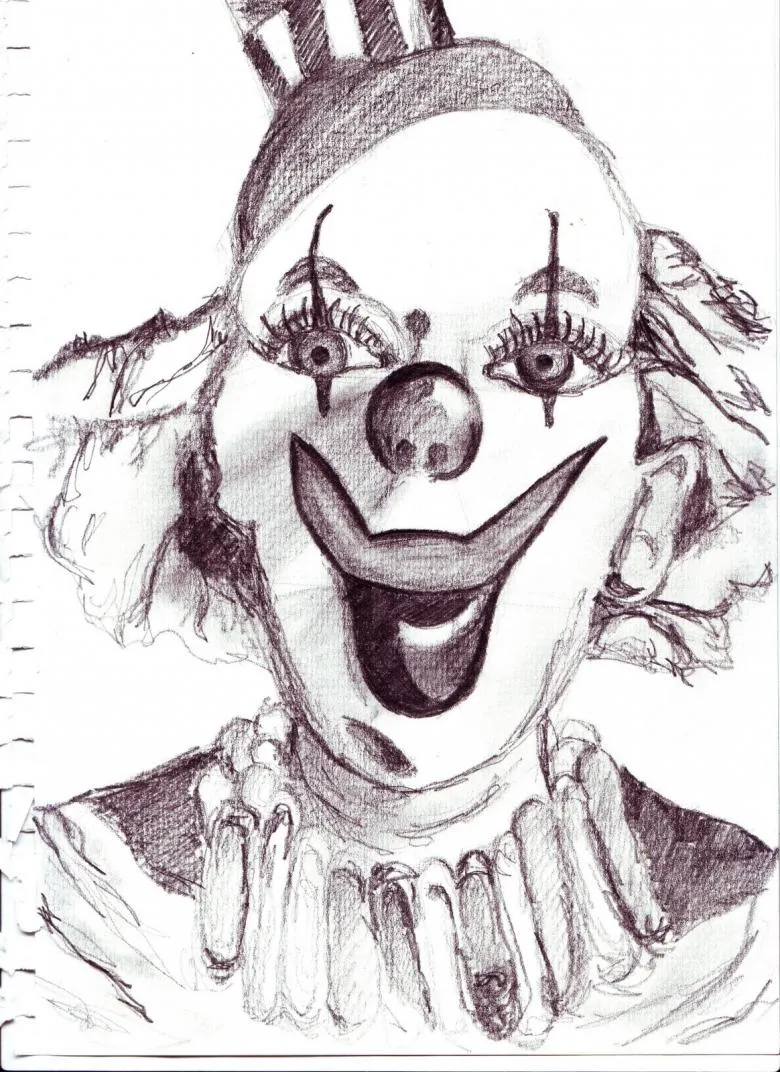 Клоун намальований олівцем 