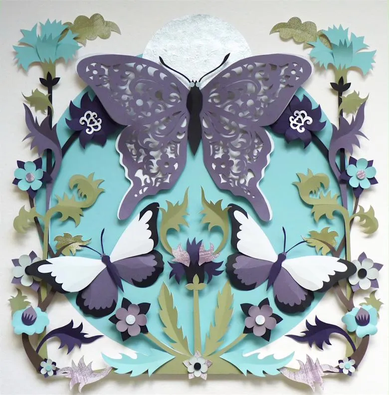 Аплікація метеликів з картону і кольорового паперу