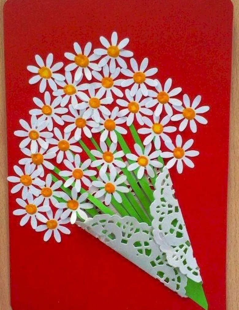 Аплікація квітів з кольорового паперу
