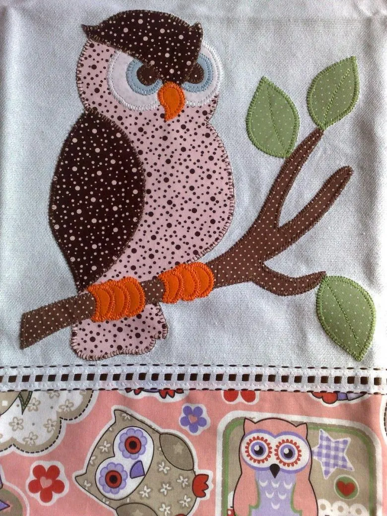 Ідеї аплікацій у вигляді сови з кольорової тканини та ниток