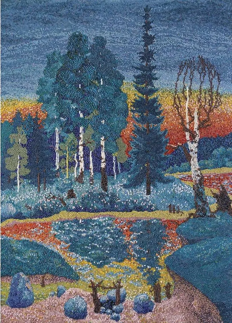 Картина лісу з бісеру