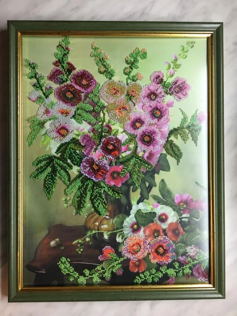 Картина квітів з бісеру