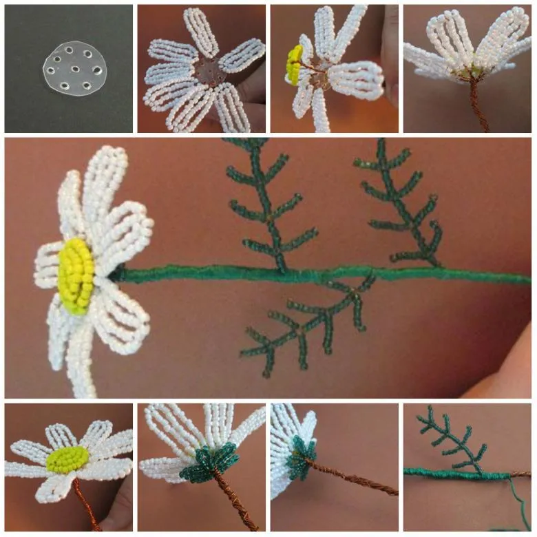 Схема плетіння квіток з бісеру 